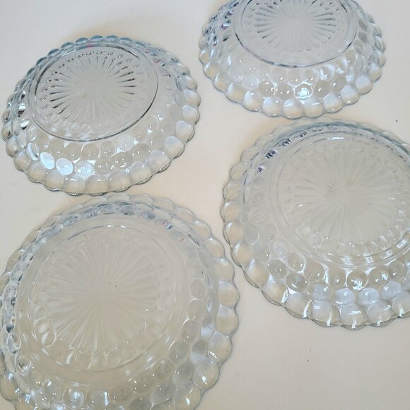 Set of 4 vintage Anchor Hocking 'Bubble'' pattern blue glass bowls/soup plates. - Picture 4 of 4